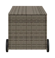 Garden Storage Box with Wheels Gray 50.2 Gal Poly Rattan