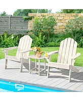 Gymax 3PC Patio Folding Adirondack Chair Side Table Cup Holder Poolside