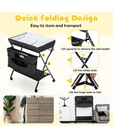Gouun Portable Adjustable Height Newborn Nursery Organizer with Wheel