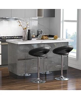 Height Adjustable Bar Stools Set of 2 with Hollow Back and Footrest