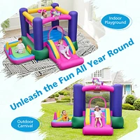 Inflatable Bounce House Kids 6-in-1 Jumping Castle with Slide Ball Pit with 480W Blower