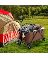 Collapsible Folding Wagon Cart with Adjustable Handle Heavy-Duty Utility for Outdoor and Garden