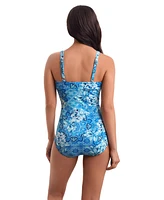 ShapeSolver Sport by Mimi Flamingo Women's Spa Collection Shirred Bandeau One Piece Swimsuit