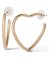 Jessica Simpson Gold-Tone Heart-Shaped Hoop Earrings – Valentines Gift Romantic and Stylish Fashion Hoops