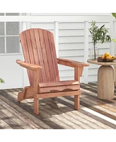 Gymax Folding Adirondack Chair Set of 2 w/ High Backrest & Wide Armrests Wooden