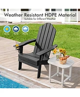 Gymax Patio Folding Adirondack Chair Weather Resistant Cup Holder Yard