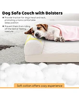 Egg-Foam Dog Crate Bed with 3-Side Bolster and Removable Washable Bed Cover