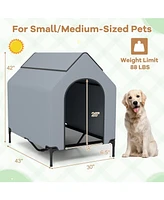 Middle Outdoor Elevated Pet House with Ventilated Windows