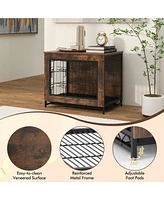 Dog Crate Furniture with Double Lockable Doors and Removable Pull-out Tray