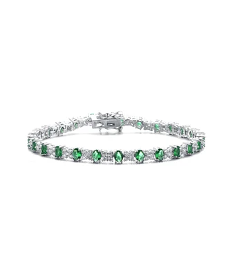 White Gold Plated with Colored Cubic Zirconia Tennis Bracelet