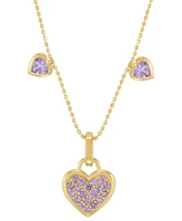 Amethyst (3/4 ct. t.w.) & Diamond Accent Triple Heart 18" Pendant Necklace 14k Gold-Plated Sterling Silver