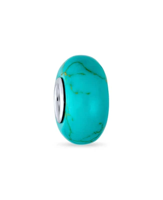Bling Jewelry Blue Green Turquoise Charm Bead Sterling Silver European Bracelet