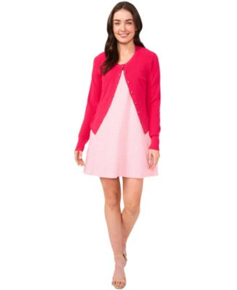 Cece Womens Cardigan Gingham Mini Dress