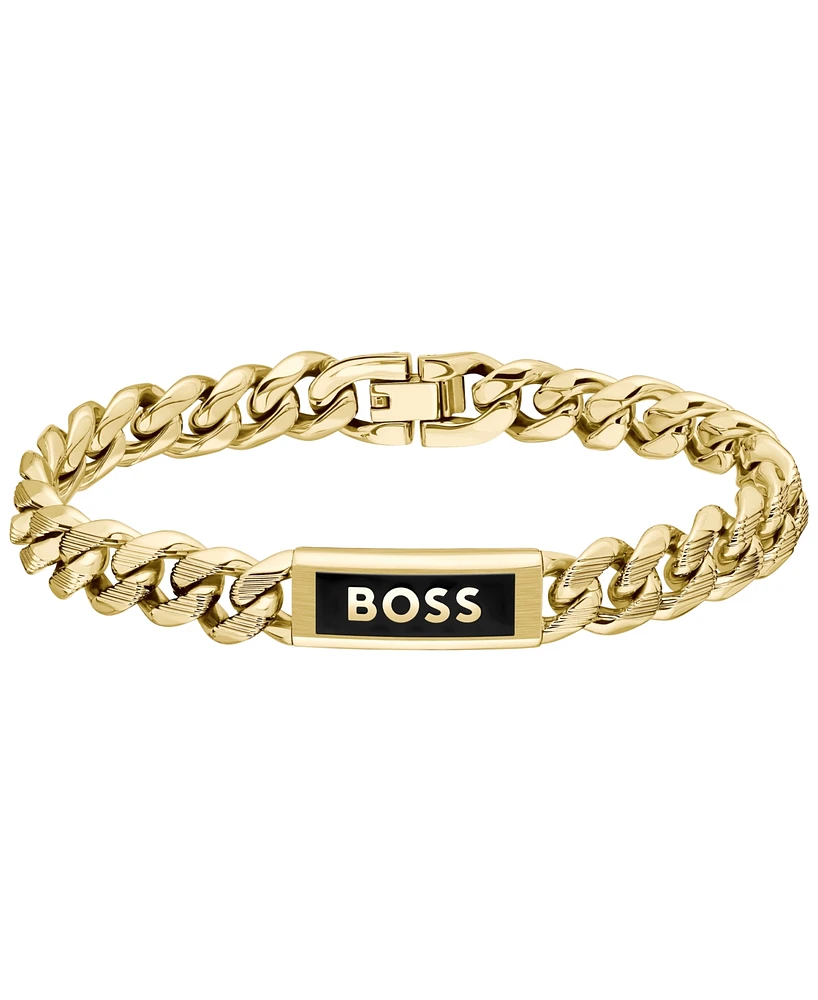 Hugo Boss Men's Kassy Emblem Ionic Gold-Plated Chain Bracelet