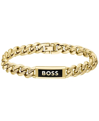 Hugo Boss Men's Kassy Emblem Ionic Gold-Plated Chain Bracelet