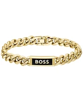 Hugo Boss Men's Kassy Emblem Ionic Gold-Plated Chain Bracelet