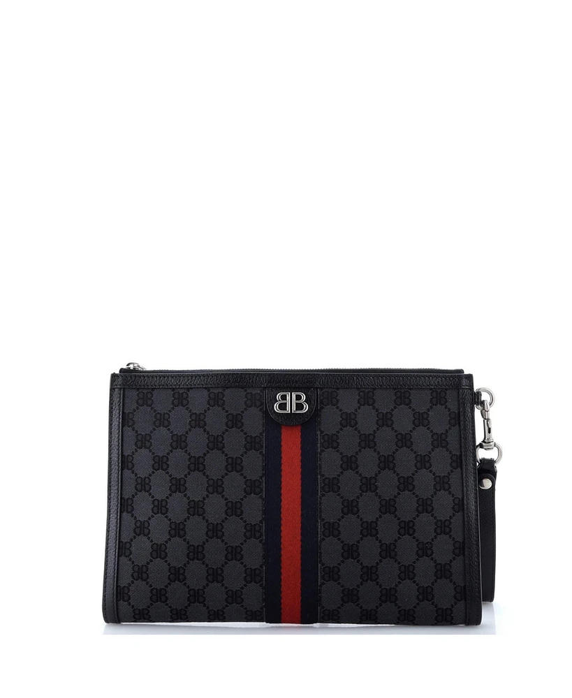 Pre-Owned Balenciaga x Gucci The Hacker Project Web Wristlet Clutch Bb Canvas