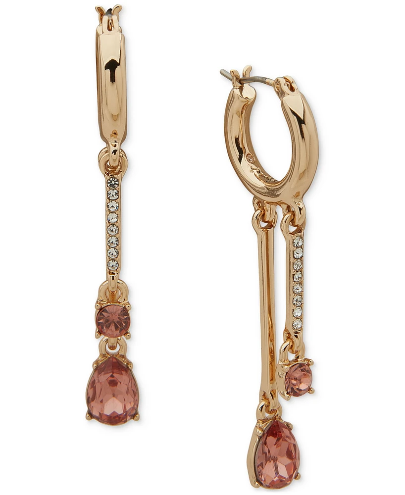 Karl Lagerfeld Paris Gold-Tone Pave & Color Stone Shaky Charm Hoop Earrings