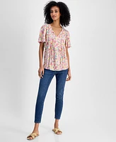 Tommy Hilfiger Women's Pintucked Floral-Print Top