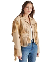 Steve Madden Women's Halia Faux-Leather Fringe-Trim Jacket