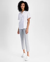 Tommy Hilfiger Women's Linen-Blend Short-Sleeve Shirt