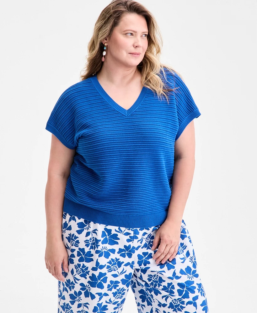 Style & Co Plus V-Neck Dolman-Sleeve Top, Exclusively at Macy's