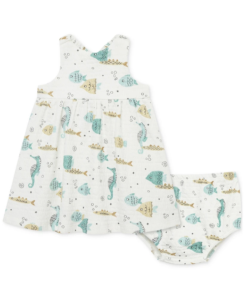 Little Me Baby Girls Aquatic Dress & Diaper Cover, 2 Piece Set