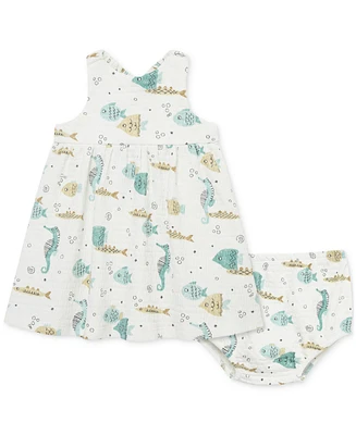 Little Me Baby Girls Aquatic Dress & Diaper Cover, 2 Piece Set