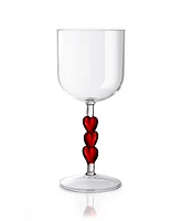 Qualia Glass Red Heart Stemmed Wine Glasses, Set of 2