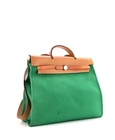 Pre-Owned Hermes 39 Herbag Zip Leather and Toile