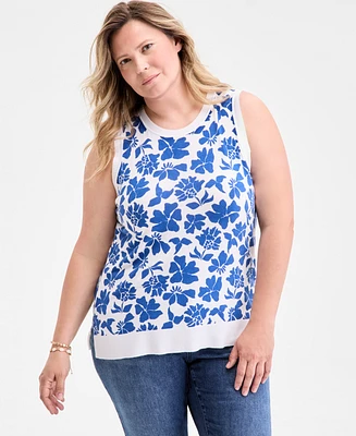 Style & Co Plus Floral Sleeveless Sweater, Exclusively at Macy's