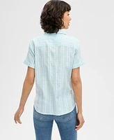 Nautica Jeans Women's Jasmin Jacquard Cotton Camp Shirt