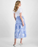 Nautica Jeans Women's Mixed Media Midi Dress