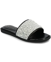 Journee Collection Women's Precly Cultivated Pearl Band Slip-On Evening Flats