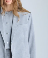 Kenneth Cole Women's Pinstripe Two-Button Notch-Collar Jacket