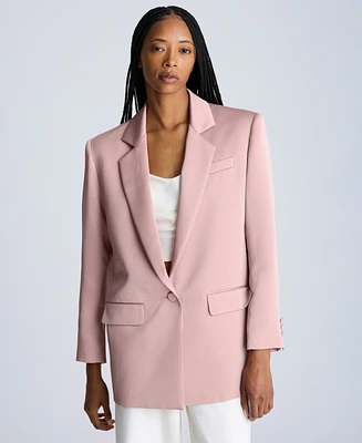 Kenneth Cole Women's Satin-Twill One-Button Notch-Collar Jacket