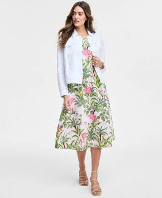 Charter Club Womens 100 Linen Jacket Palm Beach 100 Linen Midi Dress Exclusively At Macys