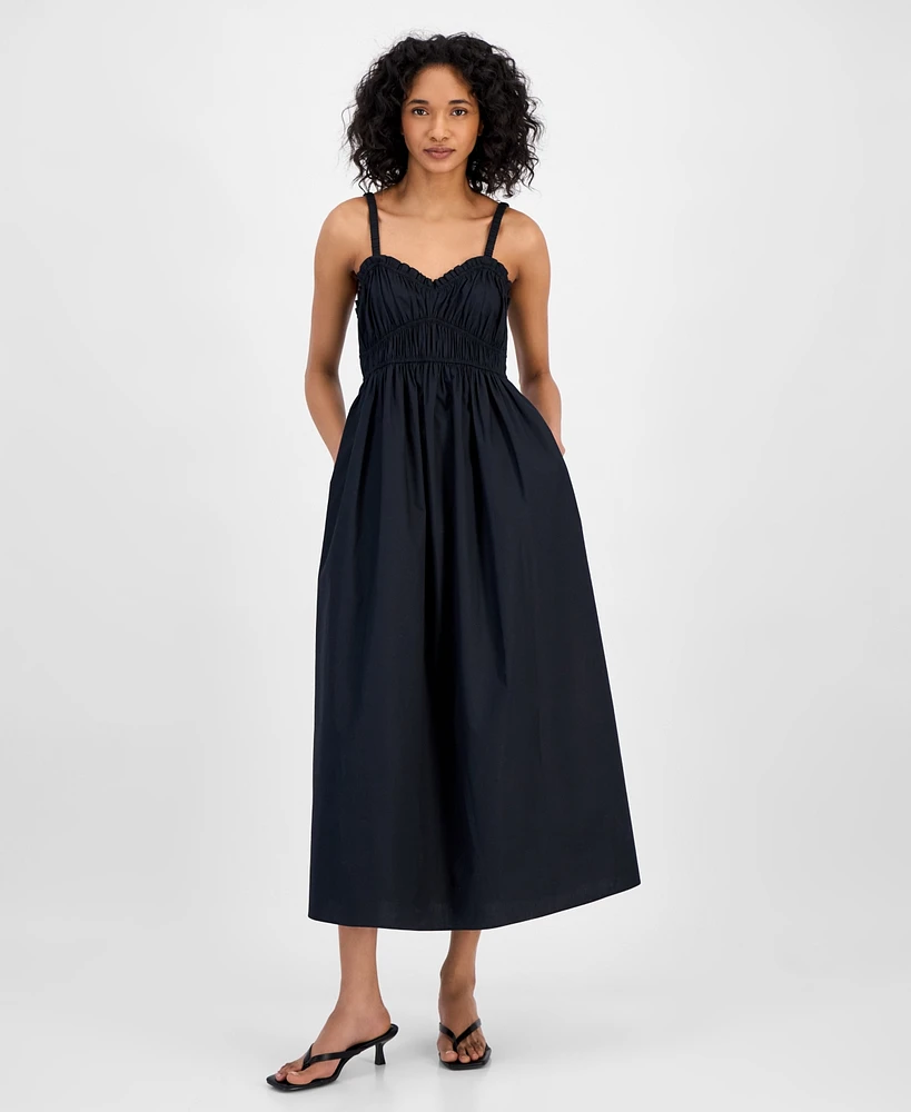Boss Orange Women's Sweetheart-Neck Sleeveless Cotton Midi Dress