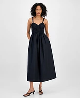 Boss Orange Women's Sweetheart-Neck Sleeveless Cotton Midi Dress