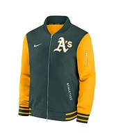 Nike Men's Green/Gold Athletics Authentic Collection Dugout Full-Zip Bomber Jacket