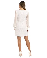 ivy + blu Women's Daisy Sequined Sheer-Sleeve Dress