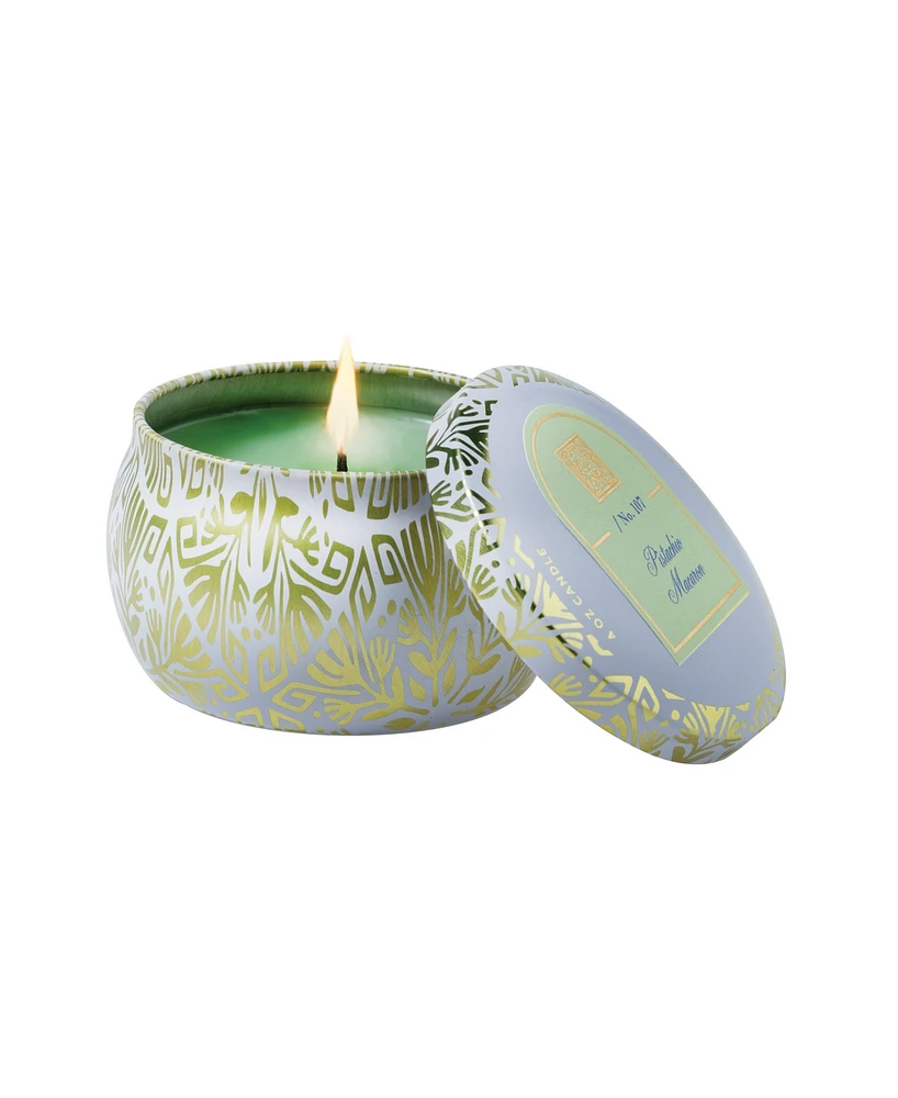 Aromatique Pistachio Macaron Printed Tin Candle with Lid, 4 oz.