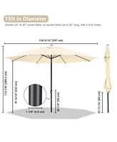 Yescom Xl 13Ft Aluminum Patio Umbrella 8 Rib Heavy Duty Table Parasol Rope Pulley Outdoor Garden Deck Beach Furniture