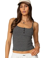 Edikted Womens Striped Henley Tank Top