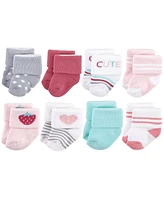 Hudson Baby Baby Boys Hudson Cotton Rich Terry Socks 16-Pack, Strawberry, 0-6 Months