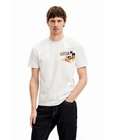 Desigual Men's Short-sleeved Mickey Mouse t-shirt with a phrase.