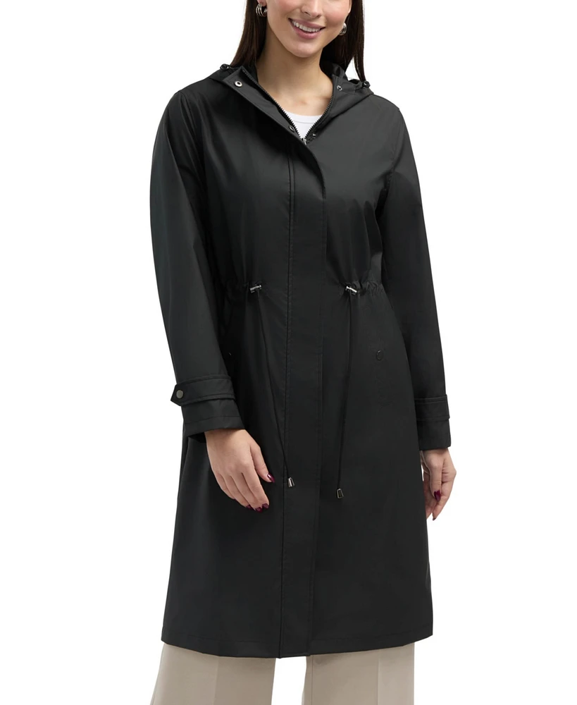 Ellen Tracy Women s Longline Rubber coated Raincoat