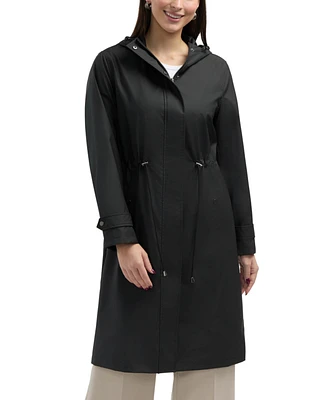 Ellen Tracy Women s Longline Rubber coated Raincoat