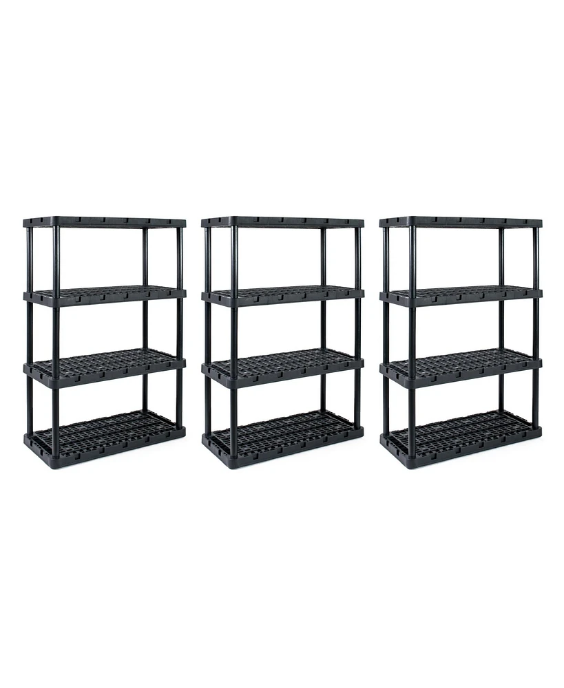 Gracious Living 4 Shelf Knect A Shelf Ventilated Storage Unit, Black (3 Pack)