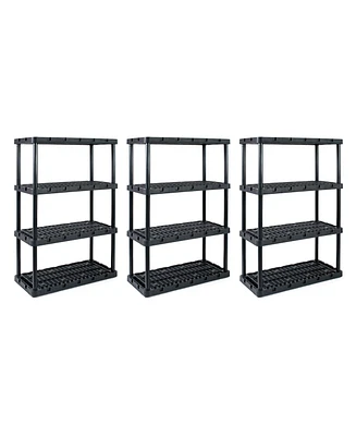 Gracious Living 4 Shelf Knect A Shelf Ventilated Storage Unit, Black (3 Pack)